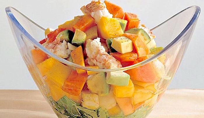 Insalata di gamberi e papaya