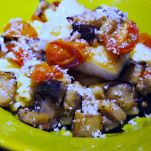 Branzino alle melanzane e olive nere