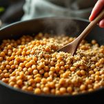 fagioli più farro e ceci in una padella