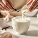 preparazione del gelato alla vaniglia con il latte