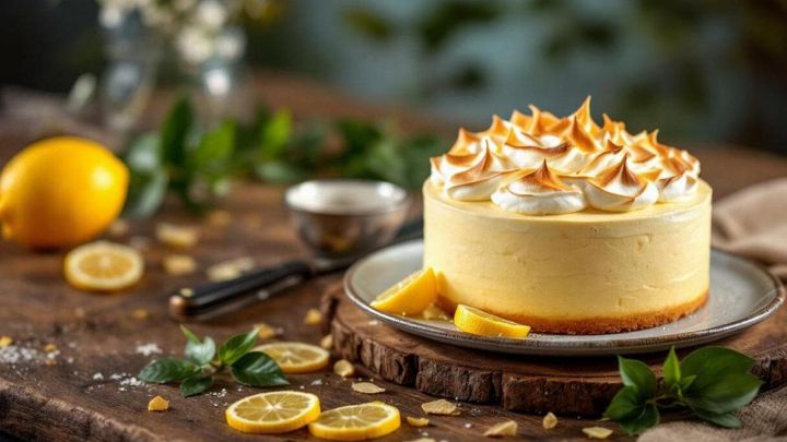 Torta al limone con meringa dorata