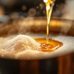 Zucchero e acqua in pentola