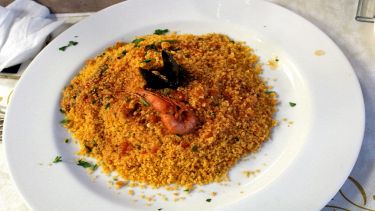 Cus cus di pesce alla trapanese appena cotto