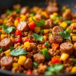 Salsiccia e verdure in padella con spezie