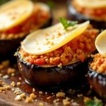 melanzane farcite con fettine di provolone