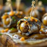 sarde che avvolgono olive farcite
