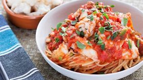 Spaghetti pomodoro fresco e merluzzo