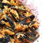 Insalata tiepida di riso con le cozze