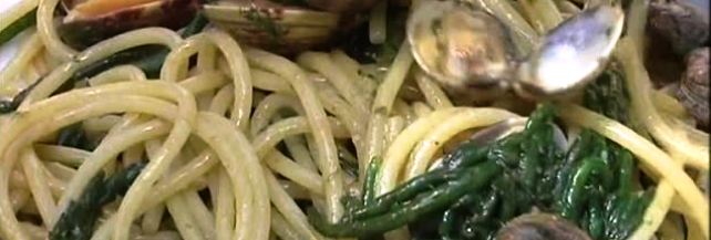 Spaghetti con vongole ed asparagi di mare