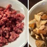 Spaghetti alla zucca, funghi porcini e salsiccia