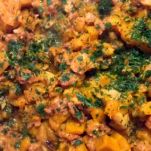 Spaghetti alla zucca, funghi porcini e salsiccia