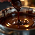 Ciotola con cioccolato fondente sciolto a bagnomaria.