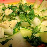 Baccalà con patate e carpaccio di zucchine