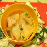 Baccalà con patate e carpaccio di zucchine