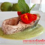 Ombrina su crema di zucchine