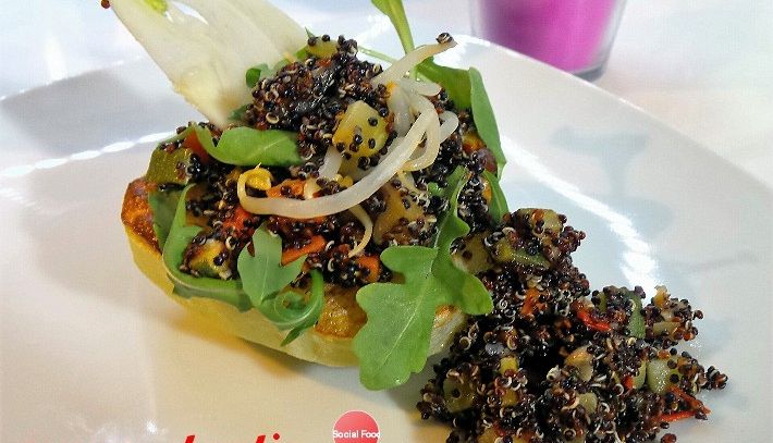 Barchette di chayote con quinoa nera