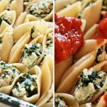 Conchiglie al prosciutto e spinaci