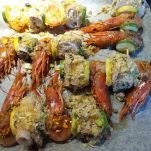 Spiedini di pesce spatola e gamberoni