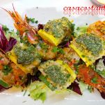 Spiedini di pesce spatola e gamberoni