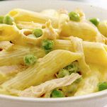 Pennoni con tacchino e piselli