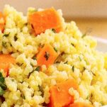 Miglio al timo con patate dolci e carote