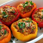 Peperoni ripieni di arista e funghi