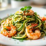 Tagliatelle di zucchine con gamberetti pronte