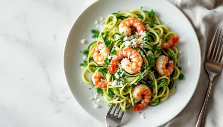 Tagliatelle di zucchine con gamberetti