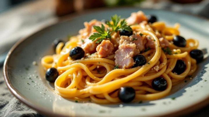 Pasta con tonno e olive