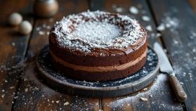 Torta al cacao e cocco con cioccolato fondente