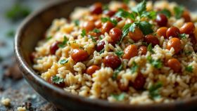 Riso e fagioli borlotti