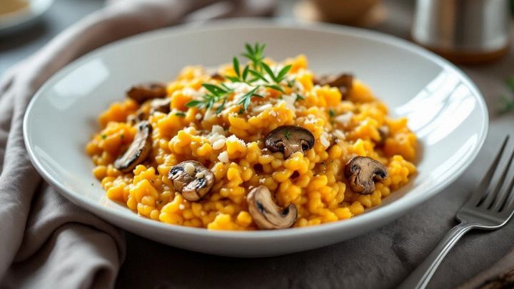 Risotto con zucca e porcini