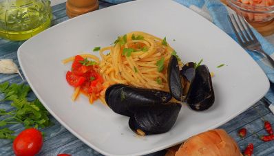 Spaghetti cozze e gamberetti