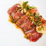 Manzo in carpaccio con pompelmo