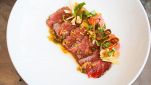 Manzo in carpaccio con pompelmo
