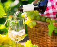 Versare il vino Cirò Bianco DOC nel bicchiere