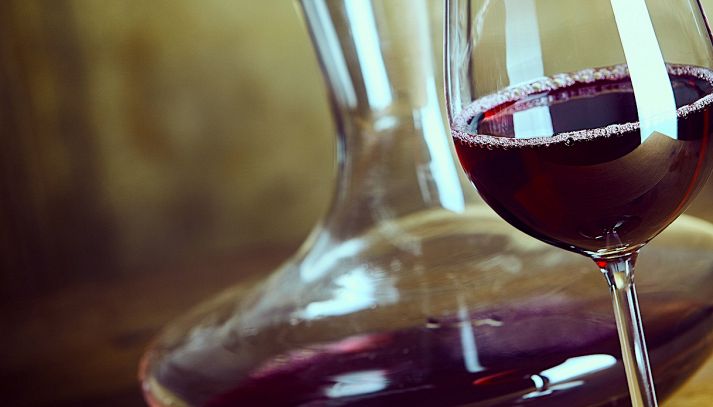 Il bicchiere di Colli Bolognesi DOC Merlot con il decanter