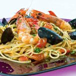 Spaghetti cozze scampi