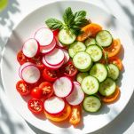 La preparazione di ravanelli e cetrioli