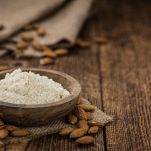 Ground Almonds (selective focus; detailed close-up shot)