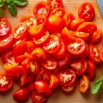 pomodori tagliati per la pizza