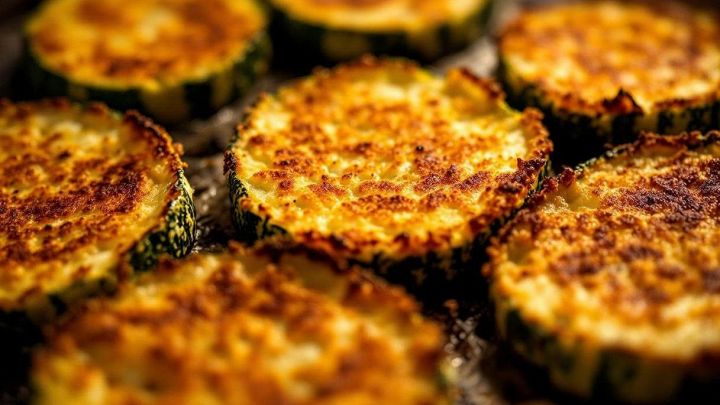 Zucchine croccanti dorate servite su piatto