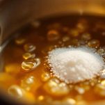 miscela calda di aceto, zucchero e sale