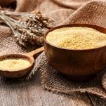 Couscous in a wooden bowl