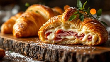 Cornetti salati di pasta sfoglia dorati