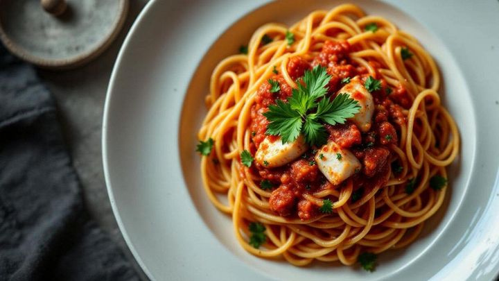 Spaghetti al ragù di pesce misto