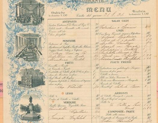 In mostra al Biffi Milano il menu storico del 1905