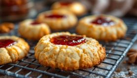 Biscotti con marmellata dorati e farciti