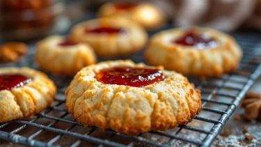 Biscotti con marmellata dorati e farciti