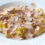 Italian pastas , tajarin , with butter and truffle, piemonte